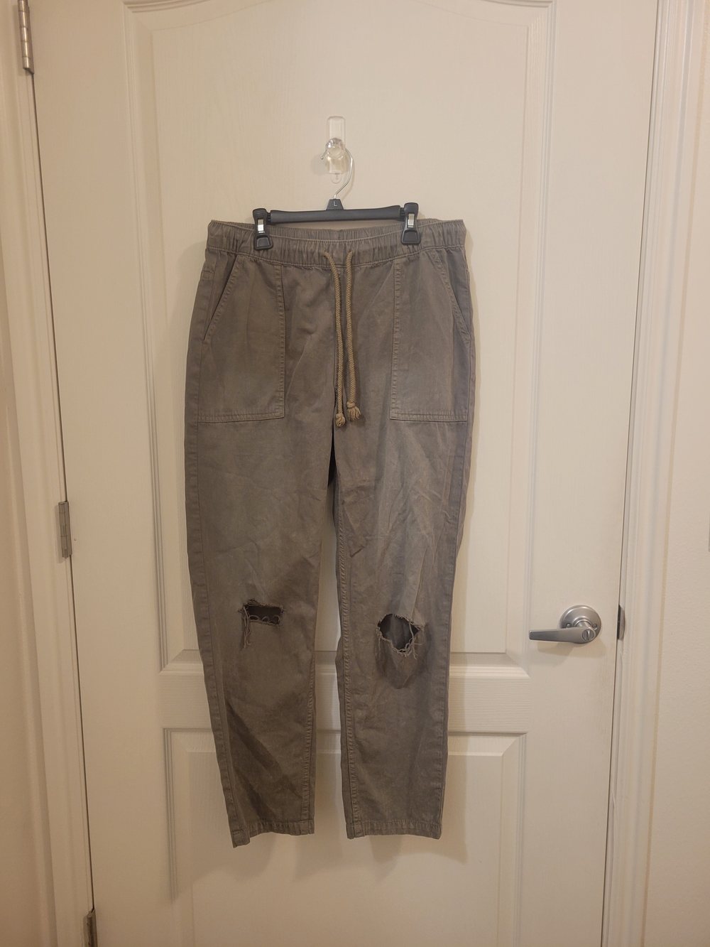 aerie Olive-Taupe Distressed Cargo Joggers